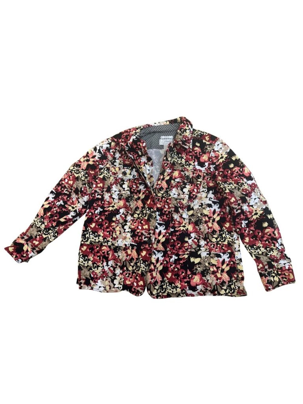 C.J. Banks Jacket XL Floral Print Button-Up Cotton Blend Floral Cottage Core